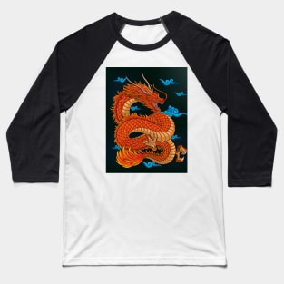 Japanese red dragon with oriental clouds Baseball T-Shirt